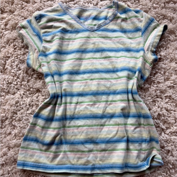 Faded Glory Tops - Striped Faded Glory Pastel Spring cute vintage Short Sleeve T-Shirt